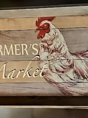 Audrey's Handpainted White Rooster Wooden Serving Tray With Handles